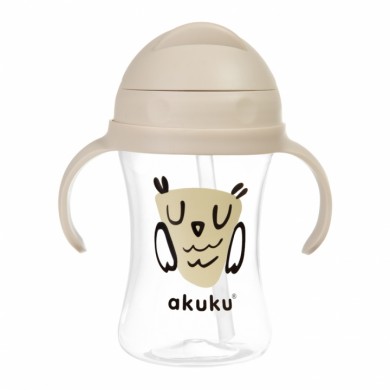 Akuku puodelis su šiaudeliu...